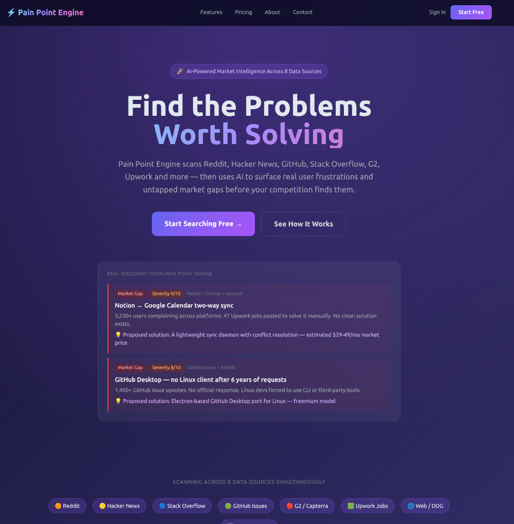 Pain Point Engine — market validation tool